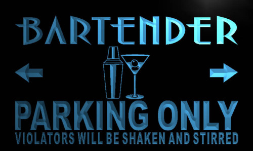 Bartender Parking Only Neon Light Sign